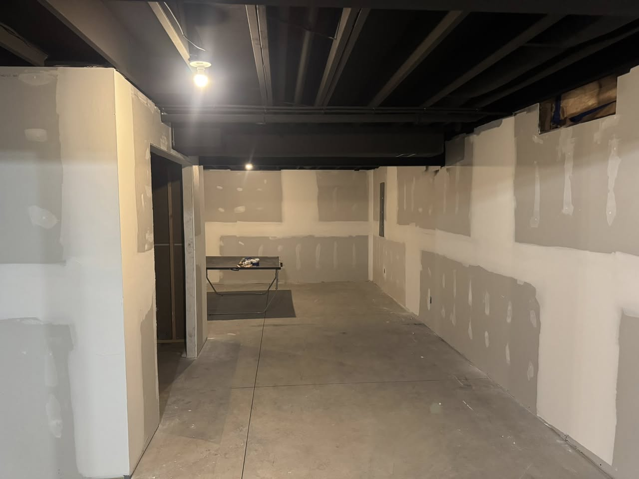 Basement renovation — drywall stage
